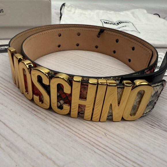 Moschino Logo Lettering Python Print Belt Fantasy red Size 38 /75 main image 7